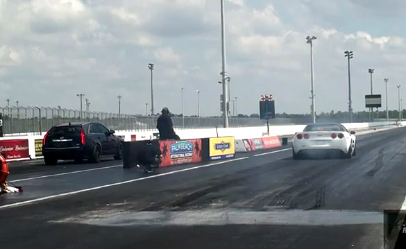 [VIDEO] Corvette ZR1 vs Cadillac V-Powered Wagon in Quarter Mile Drag Race