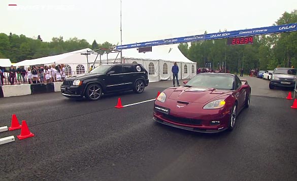 Drag Race Battles with a Corvette ZR1 Hennessey vs 1200 hp Twin Turbo Jeep SRT-8