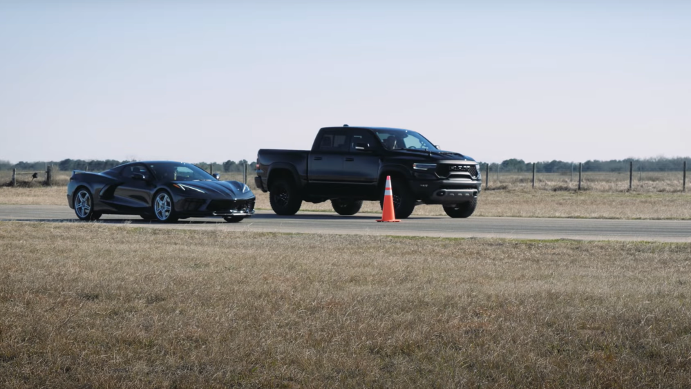 C8 Corvette vs Ram TRX Drag Race