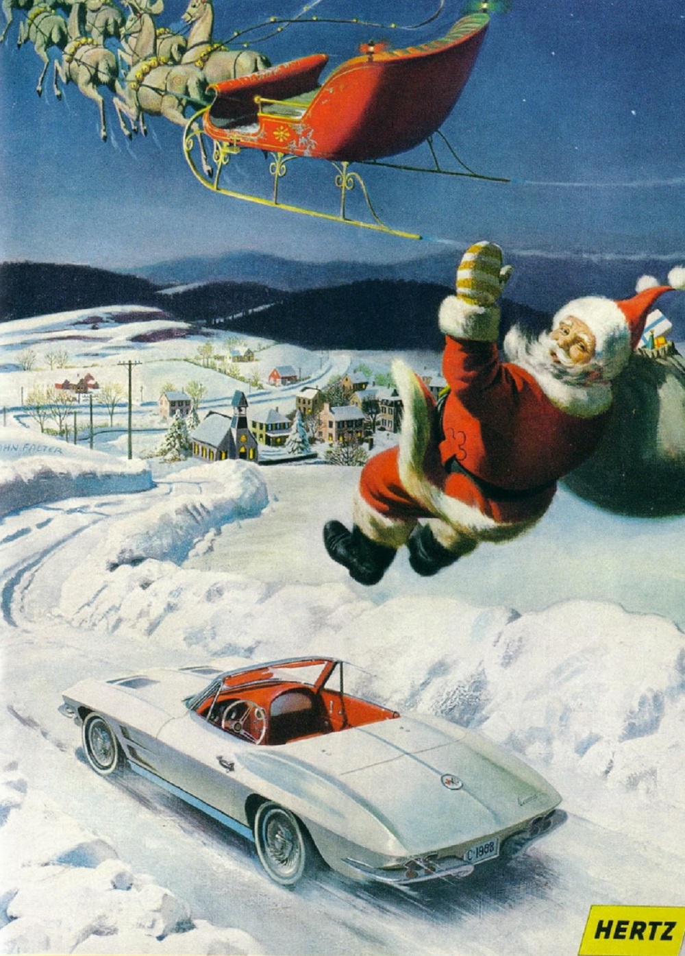 1968 Hertz Ad Santa Corvette