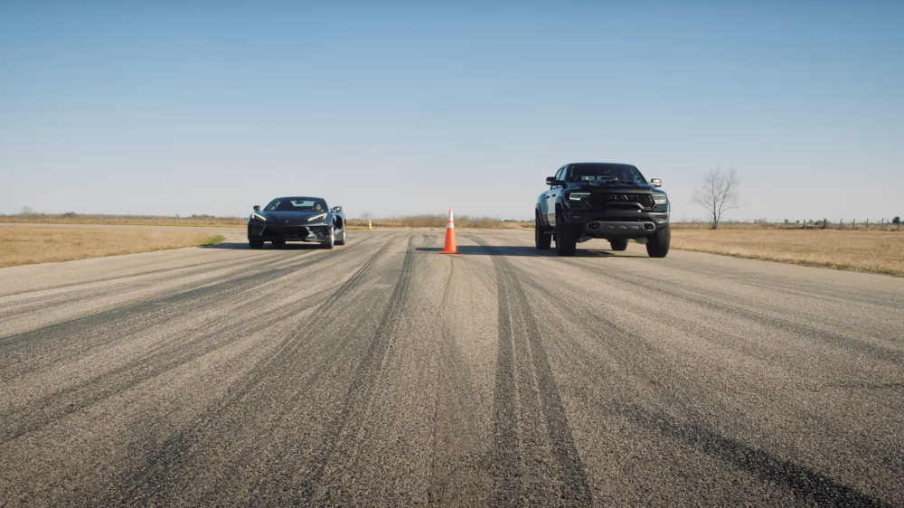 C8 Corvette vs Ram TRX Drag Race