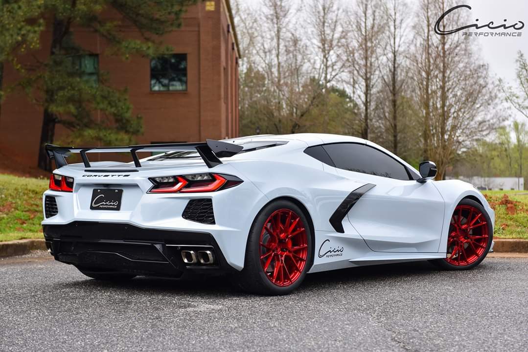 Ceramic Matrix Grey C8 with red 20" Brixton Forged Wheels