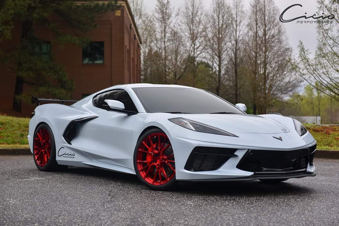 Ceramic Matrix Grey C8 with red 20" Brixton Forged Wheels