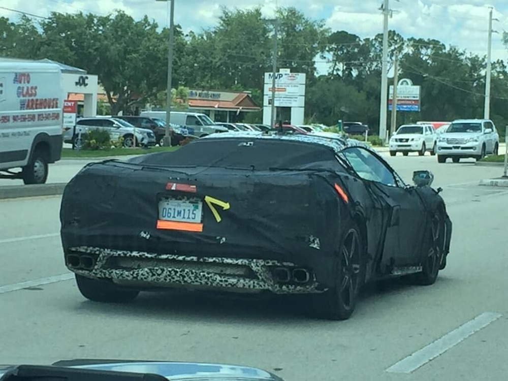 C8 Corvette test mule spotted in the wild.