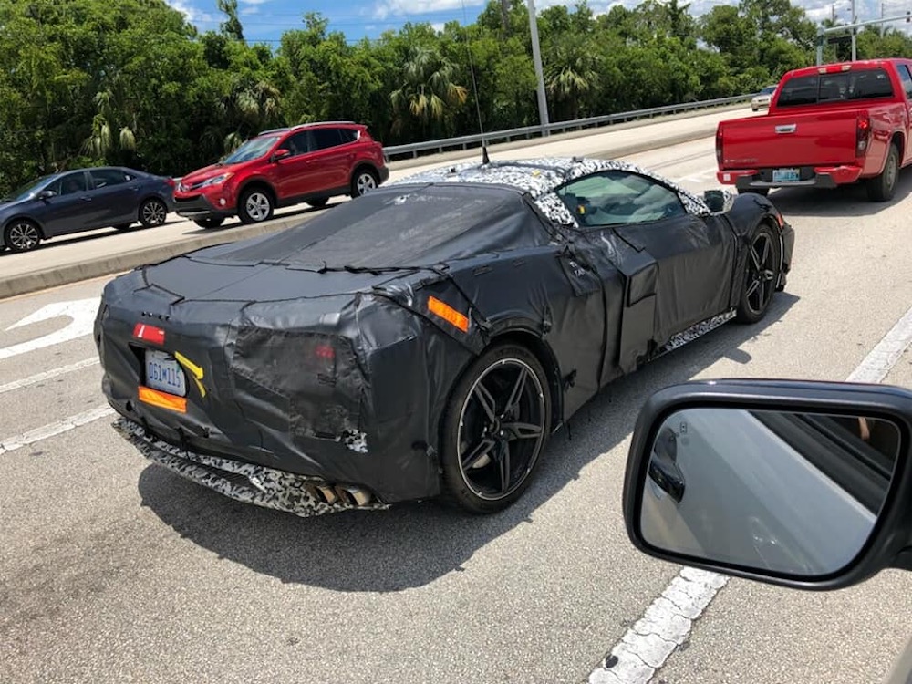 C8 Corvette test mule spotted in the wild.