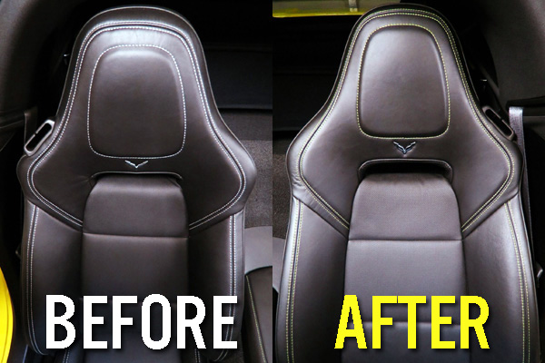 Altering the Color of Your Corvette Upholstery's Stitching Before-After