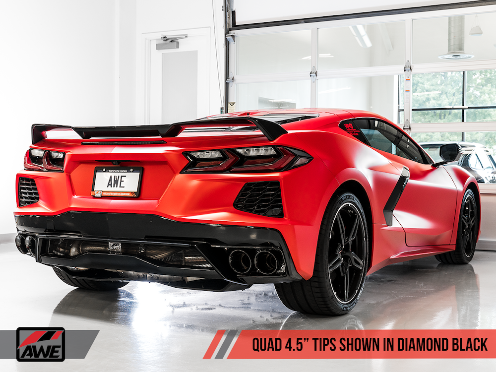 AWE Tuning C8 Corvette Quad 4.5" Tips in Diamond Black