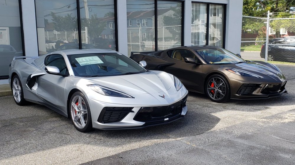 C8 Corvette in Blade Silver and Zeus Bronze