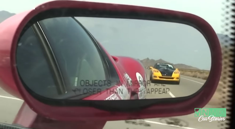 C6 Mallett Hammer Corvette in the Side View of a Ford GT