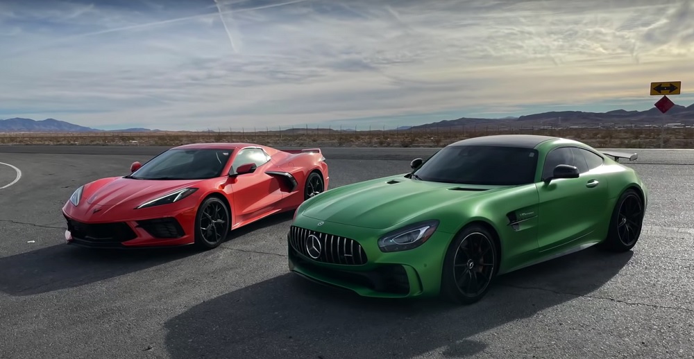 C8 Corvette Convertible vs Mercedes-AMG GTR Drag Race