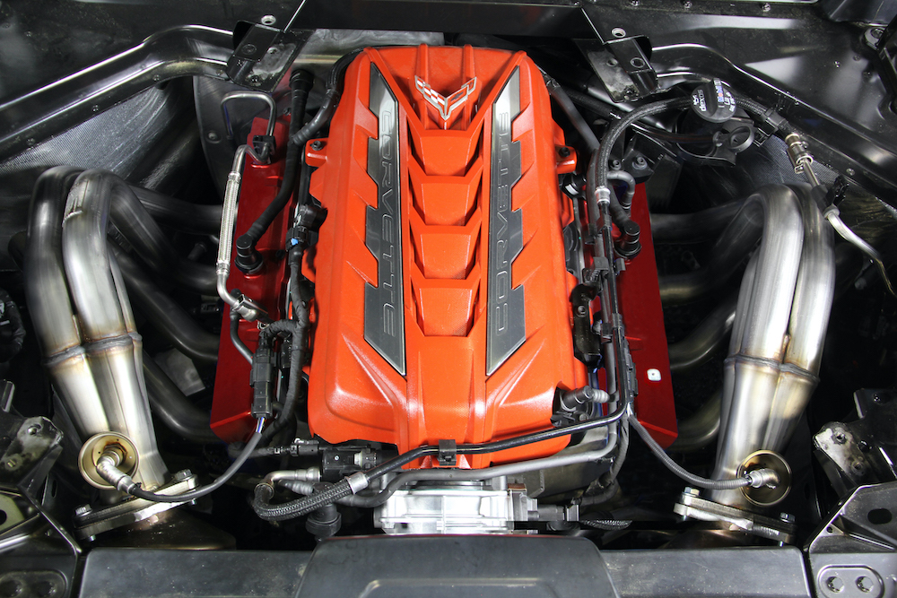 C8 Longtube Headers Engine Bay