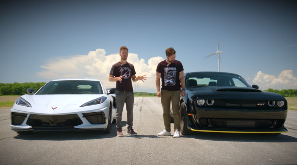 C8 vs Dodge Demon Drag Race