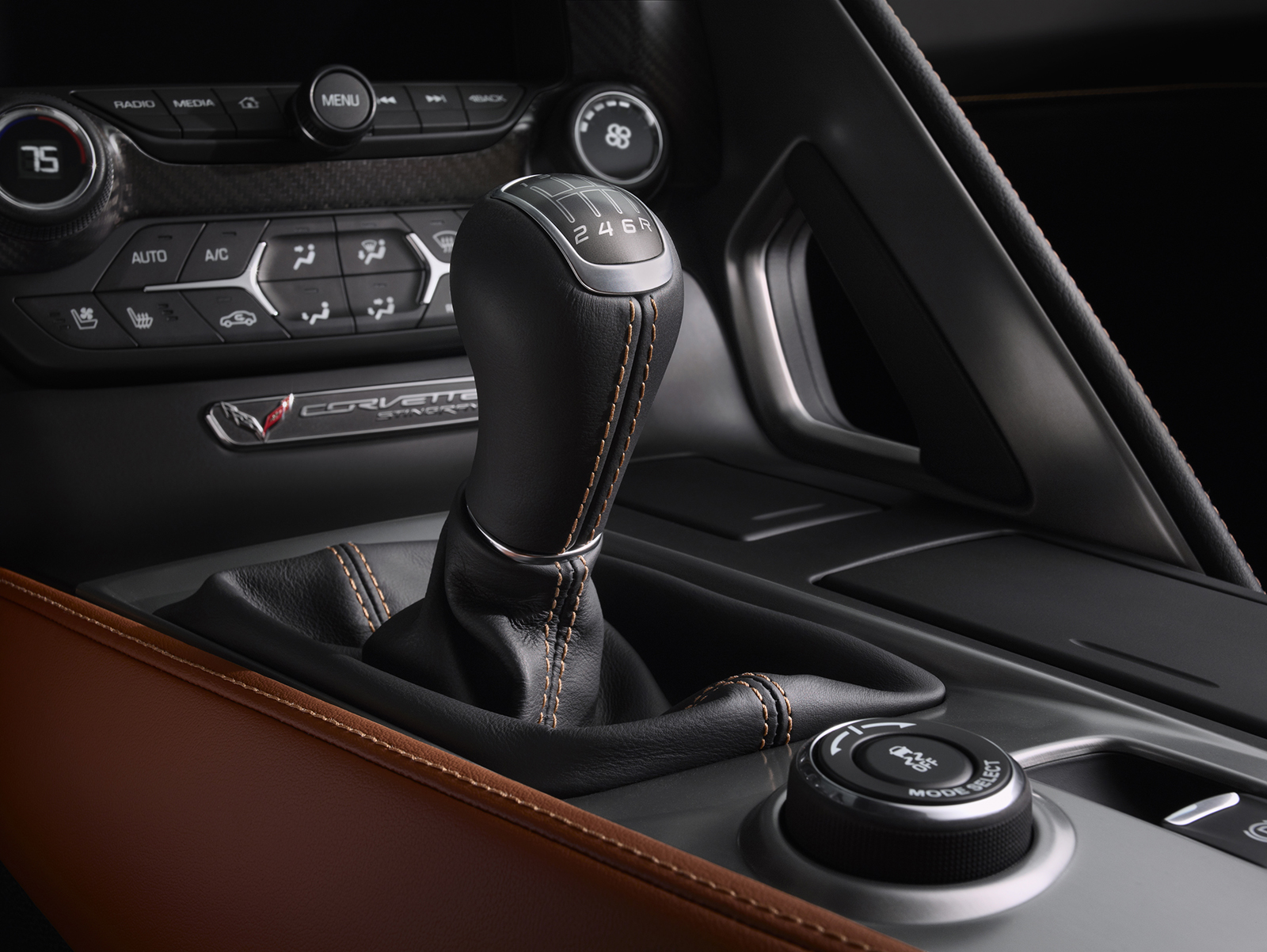 The shifter for the C7 Corvette's seven-speed manual transmission