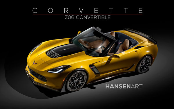 Chevrolet Corvette Z06 Convertible Rendering Home Yellow