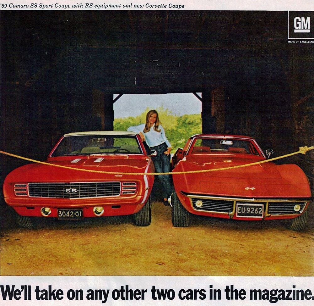 Classic Chevy Camaro Corvette ad 1969