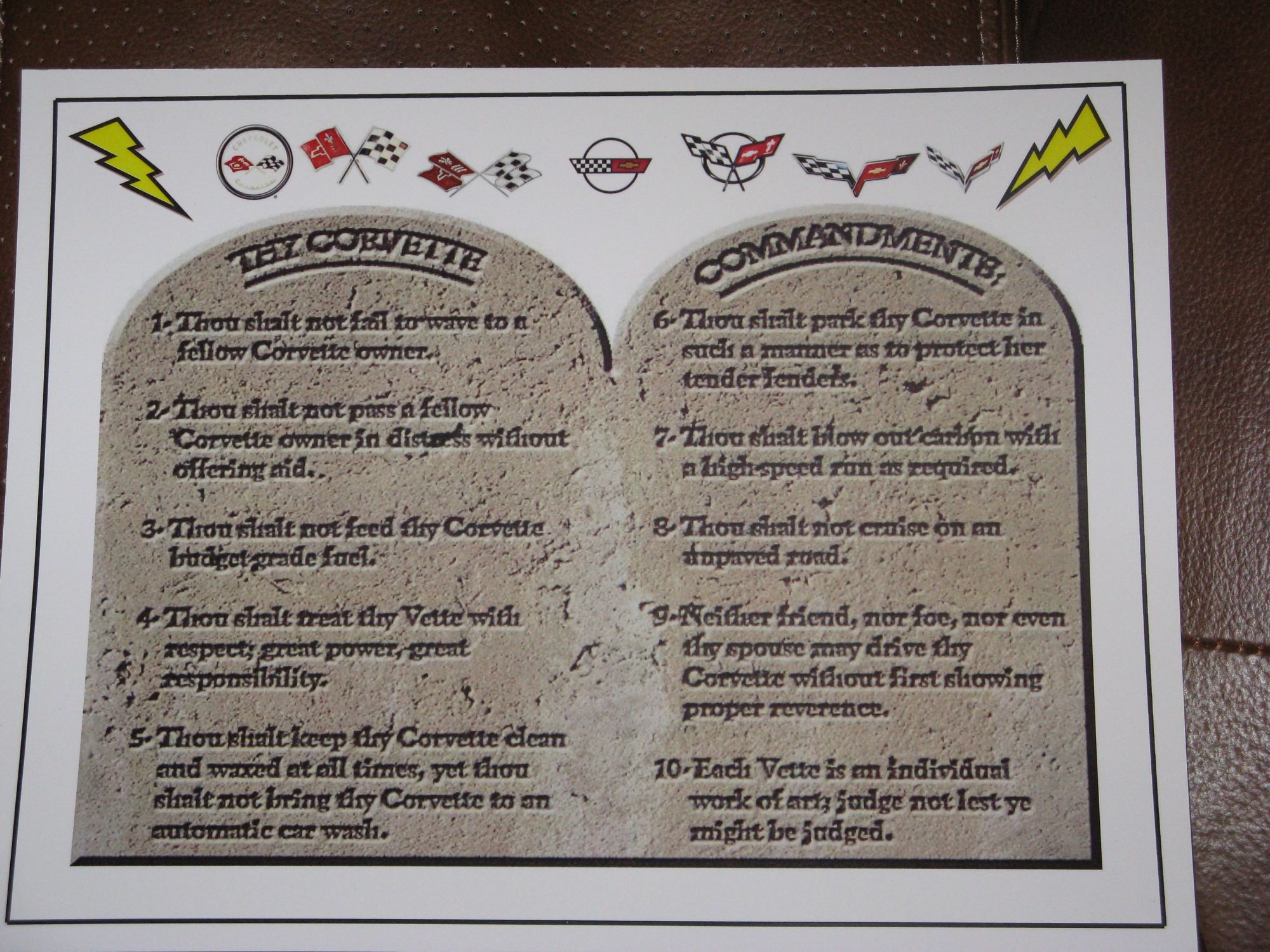 Corvette 10 Commandments