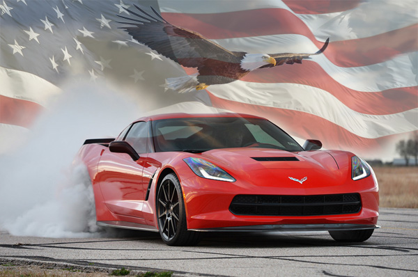 Corvette C7 Amercan Flag Eagle