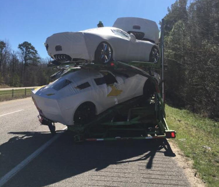 Semi-Truck Crash Destroys New Corvettes