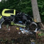 Corvettes Are Safe: C7 Wrapped Around Tree