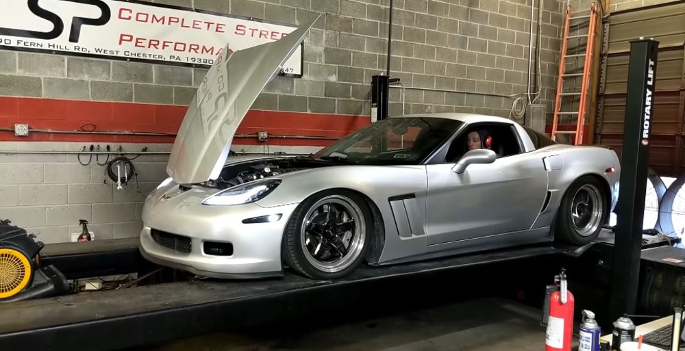 Silver C6 Corvette Z06 Dyno Side