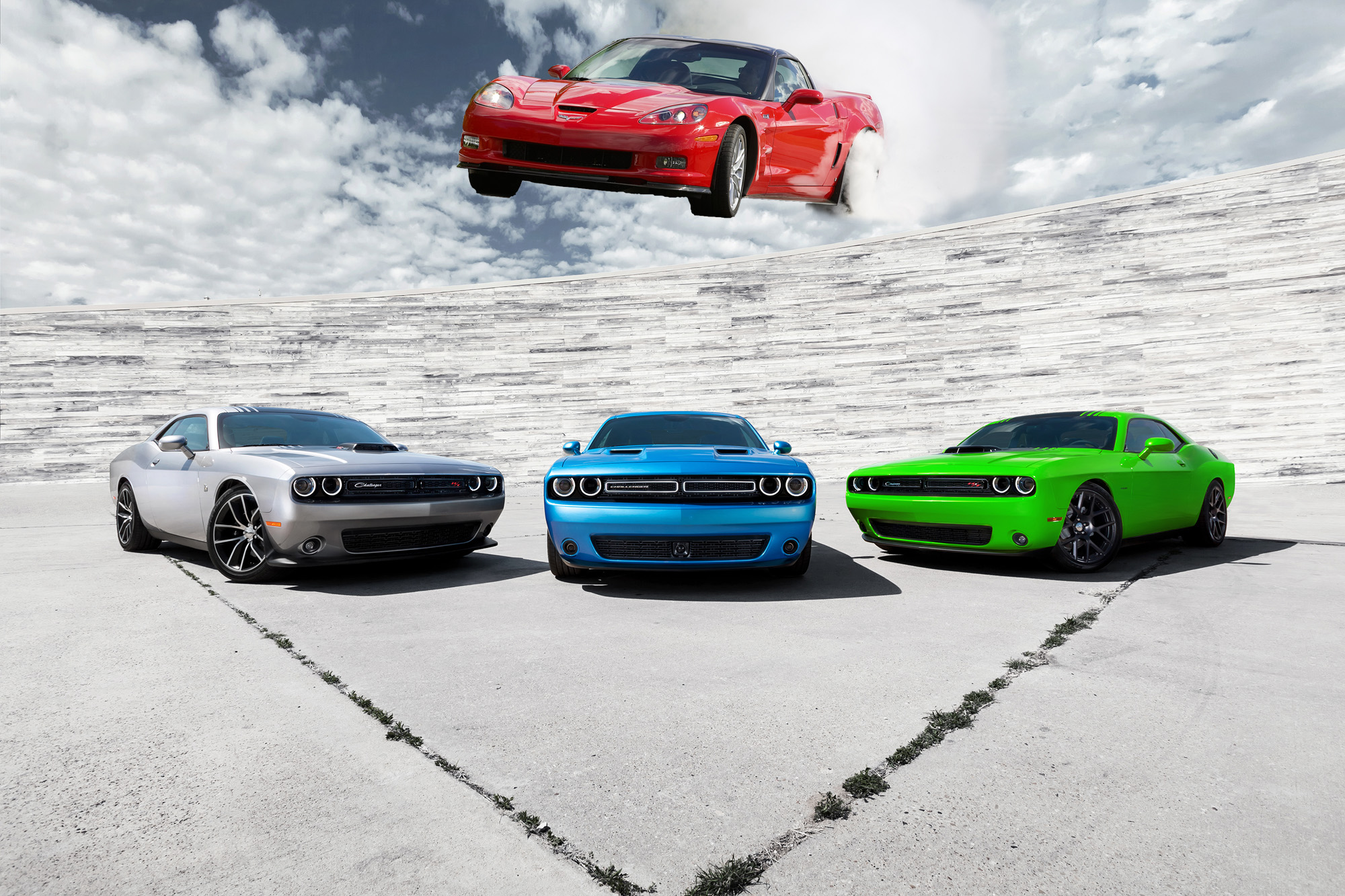 From Left to Right: 2015 Dodge Challenger 392 HEMI® Scat Pack S