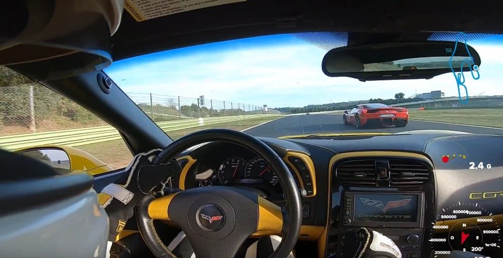 Corvette Passing Ferrari