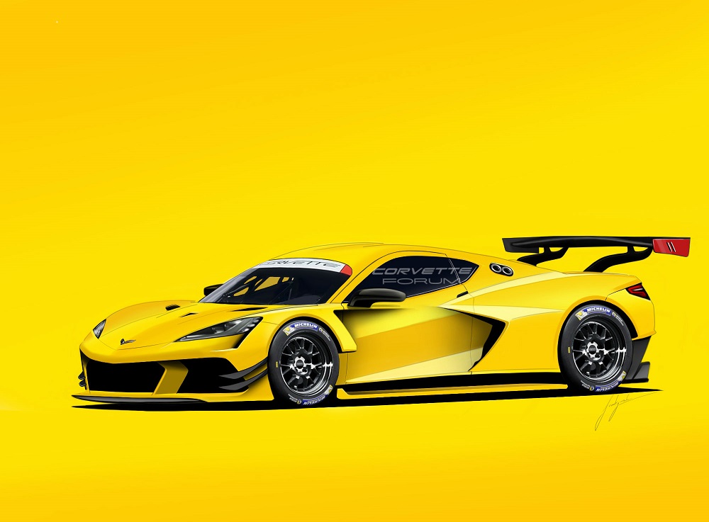 Yellow Chevrolet Corvette C8.R Rendering