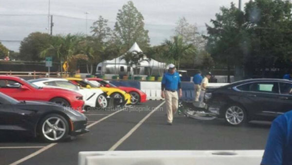 Damaged C7 Corvette Stingrays at the Texas State Fair