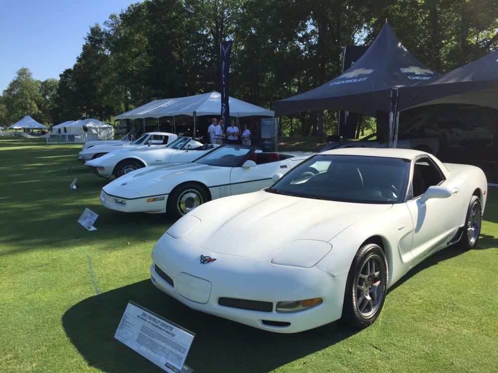 Carbon 65 Corvette C7 with C5, C4, C3, C2, and C1 Corvettes