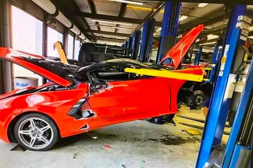 A Silver Lining for the Owner of the C8 Corvette That Fell off the Lift