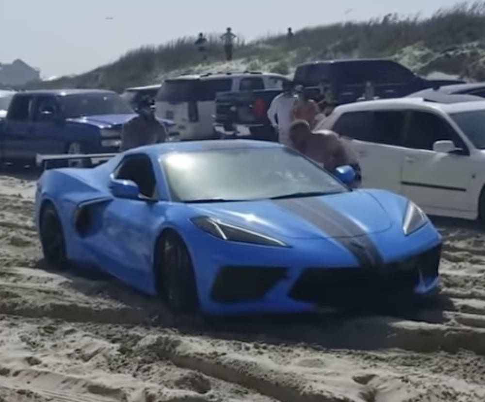 C8 Corvette Stuck in the Sand