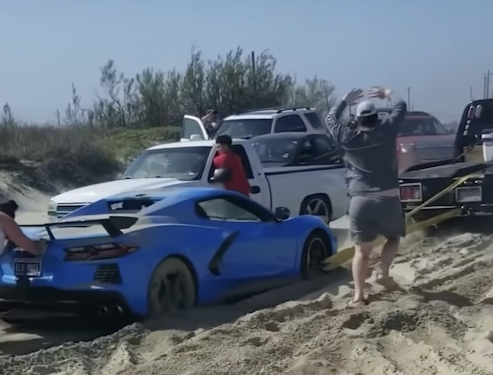 C8 Corvette Stuck in the Sand