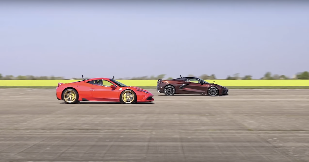 C8 Corvette vs Ferrari 458 Speciale Drag Race