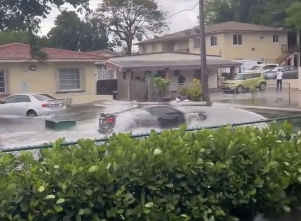 C8 Corvette Drives Through Deep Flood Waters