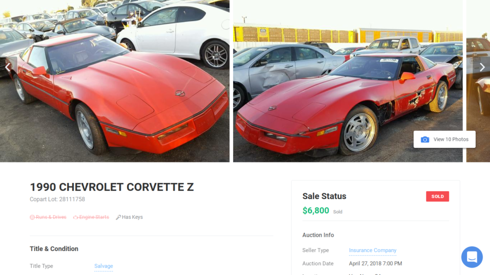 1990 Corvette ZR-1 Post-Accident