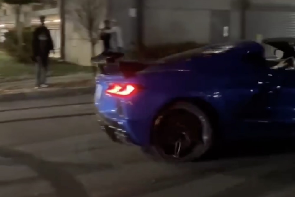 C8 Corvette Driver Hits Curb