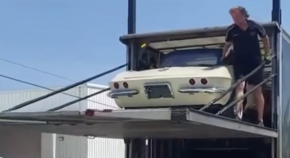 1962 Corvette Falls off Transporter