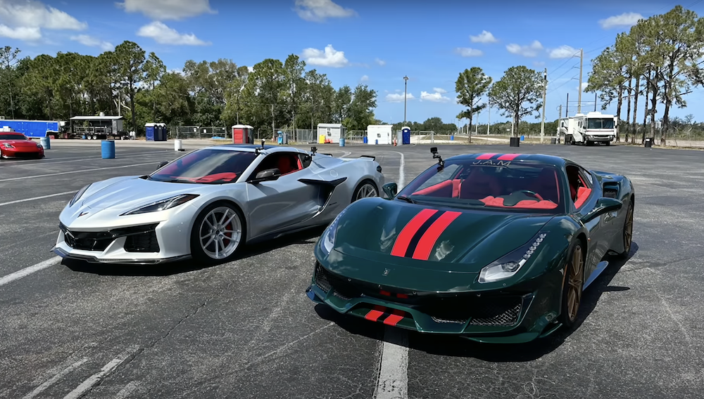 2023 Corvette Z06 vs Ferrari 488 Pista Drag Race