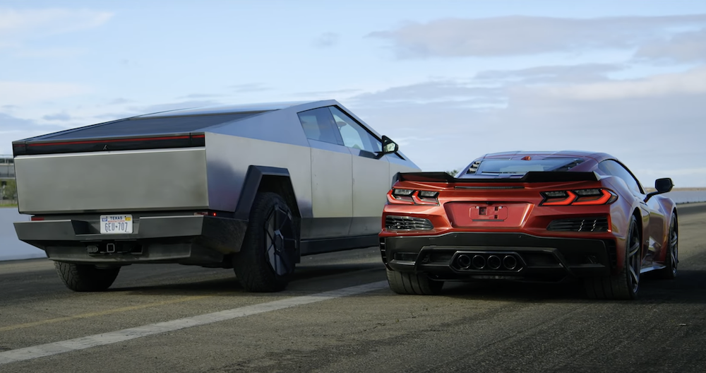 C8 Corvette Z06 Drag Races Tesla Cybertruck