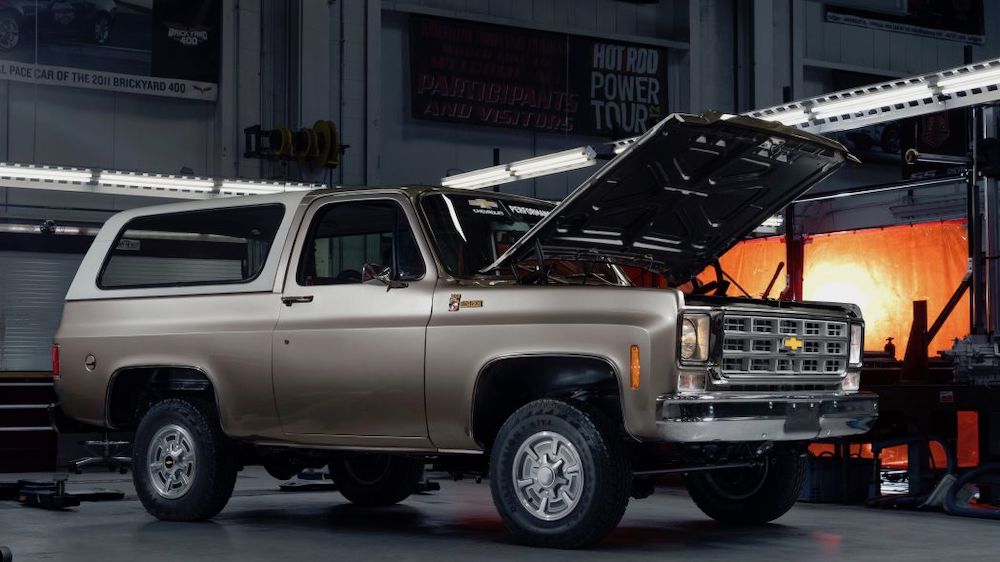 Chevrolet will showcase a 1977 K5 Blazer converted to all-electric propulsion at SEMA360. The new K5 Blazer-E retains as much of the stock Blazer as possible and approximately 90 percent of the new parts installed for the eCrate package are factory components from the Chevrolet Bolt EV.