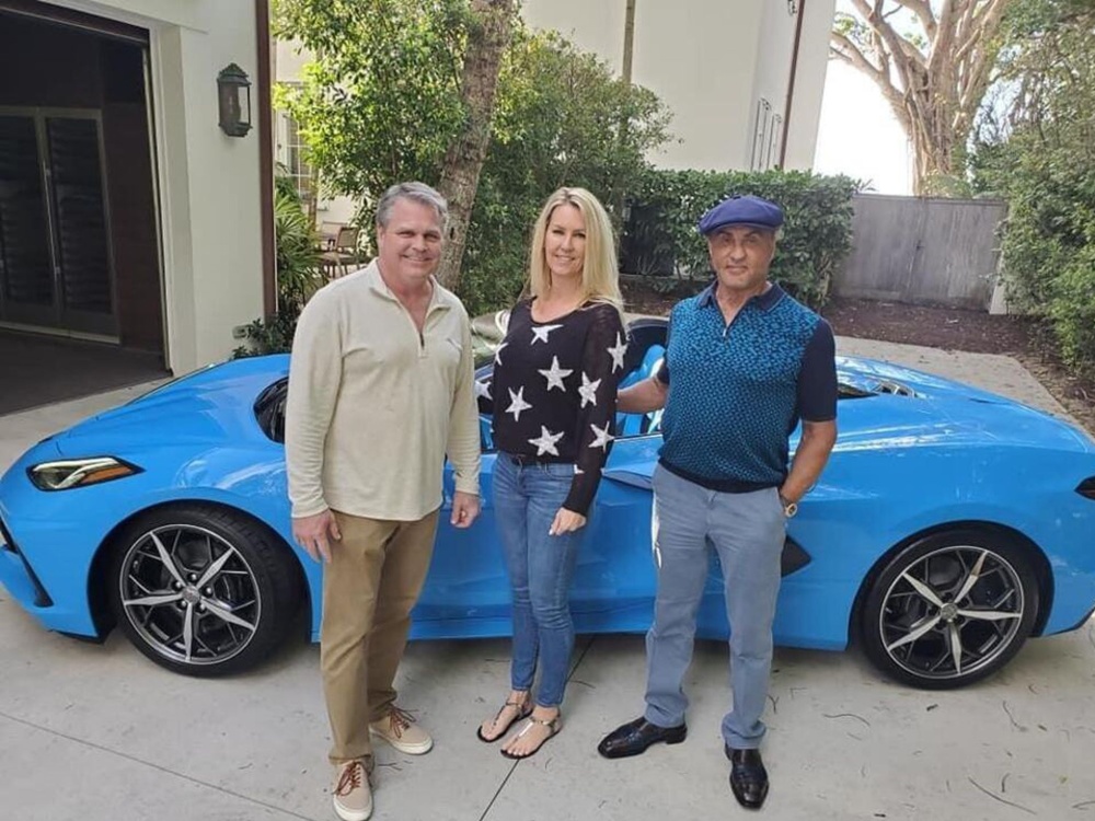 Sylvester Stallone Rapid Blue C8 Corvette Cropped