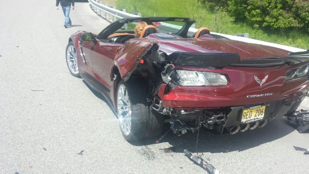 Totaled Red Corvette Z06