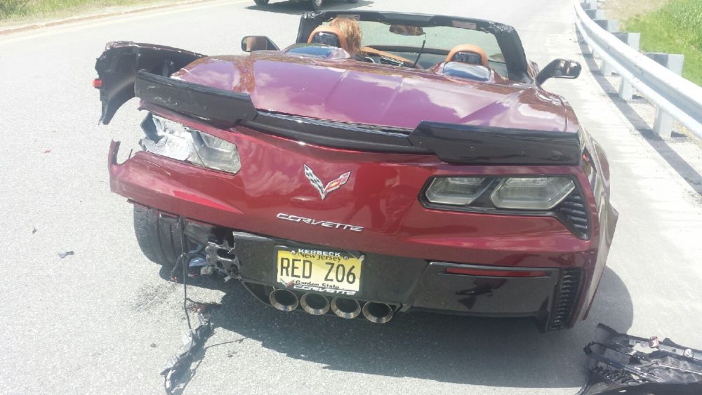 Totaled Red Corvette Z06