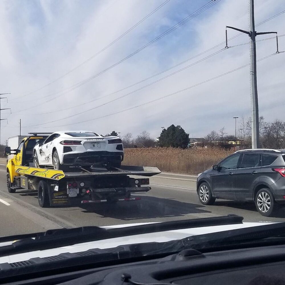 Oh, the Humanity! Wrecked 2020 Corvette Spotted on the Road