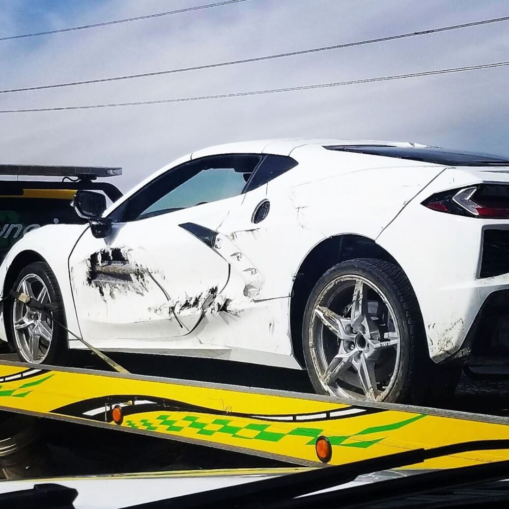 Trashed C8 Corvette