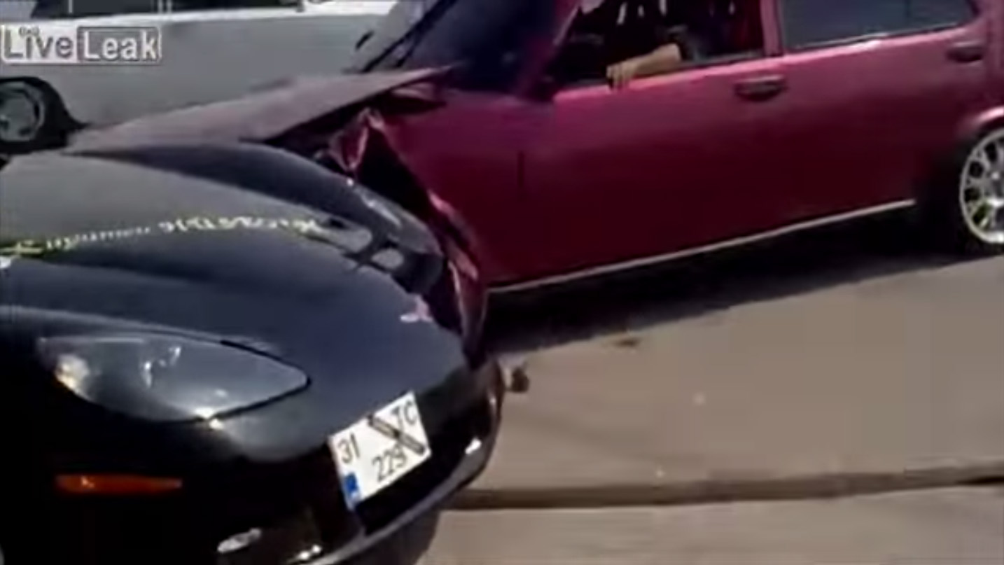 Unidentified European Car Crashes into C6 Corvette