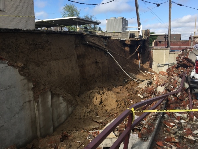 Corvette Crushed by Mudslide Damaged Retaining Wall