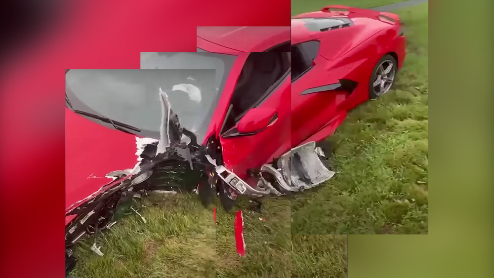 Wrecked C8 Corvette Rental Car