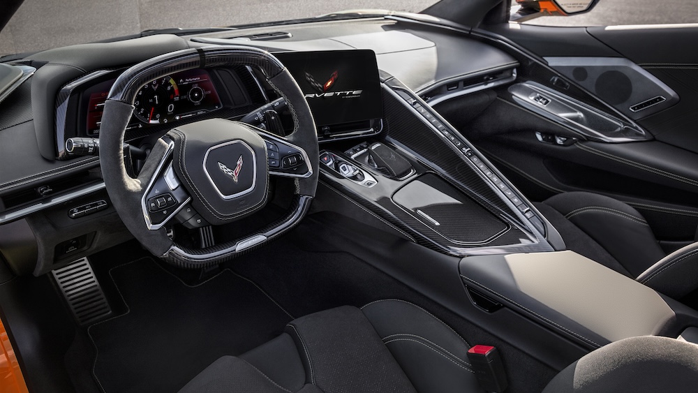 2024 Corvette interior, which includes wireless connectivity and OnStar Smart Driver