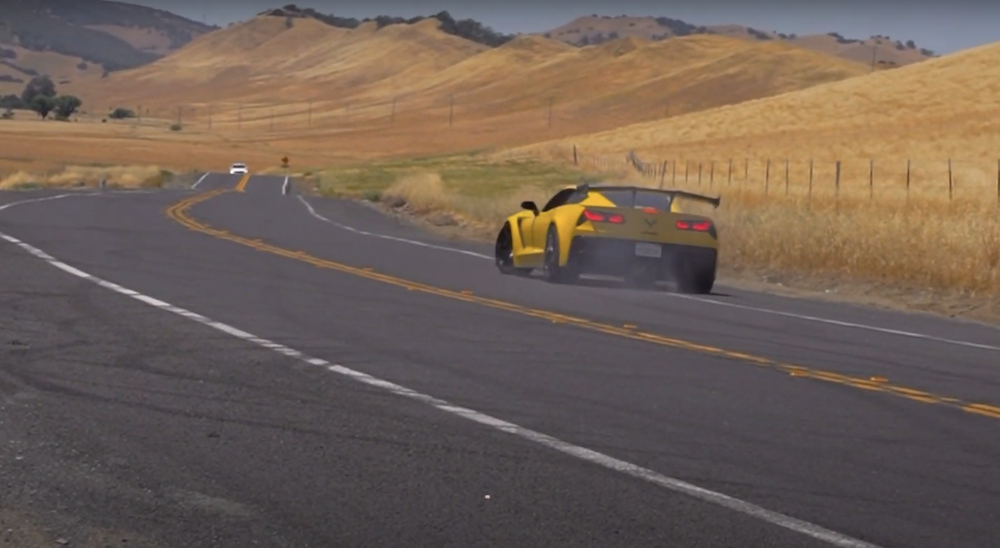 Modified C7 Corvette ZR1 Nearly Crashes